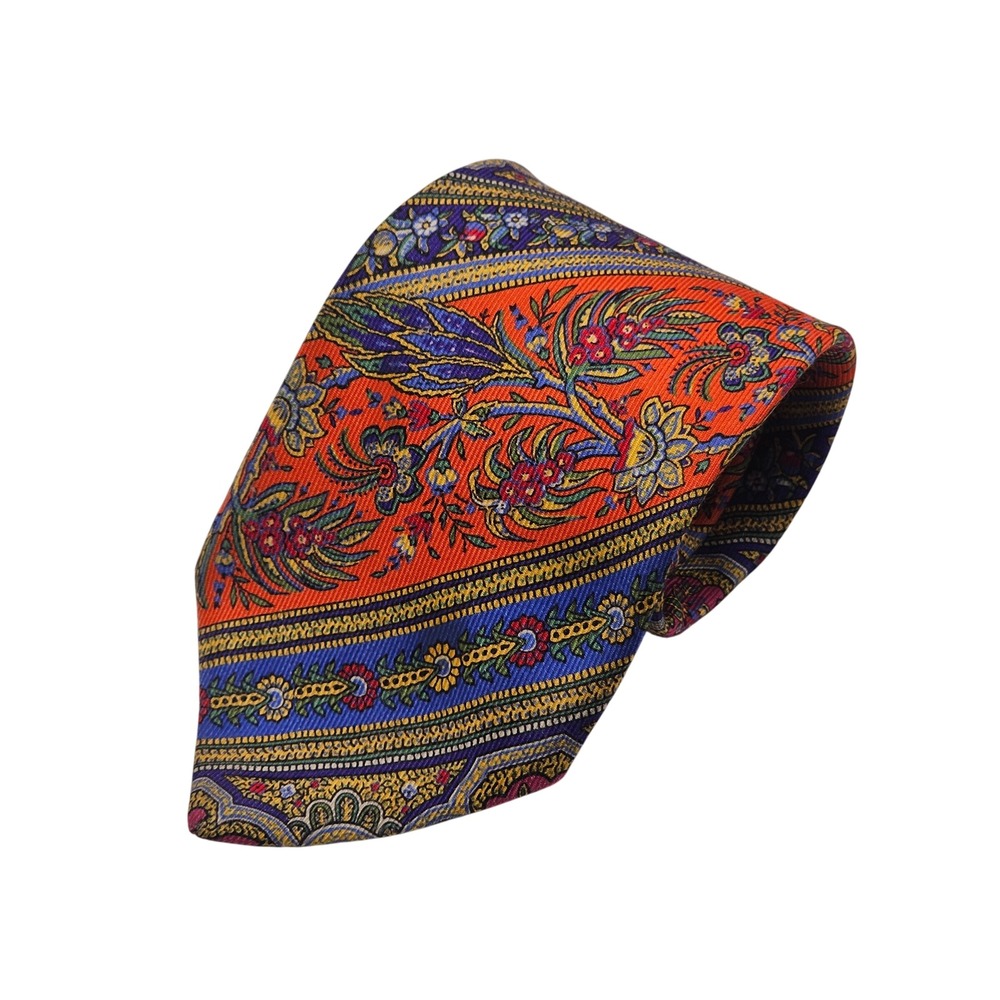 Vintage Robert Talbott Best of Class Silk Tie Bold Multicolor Floral Luxury USA